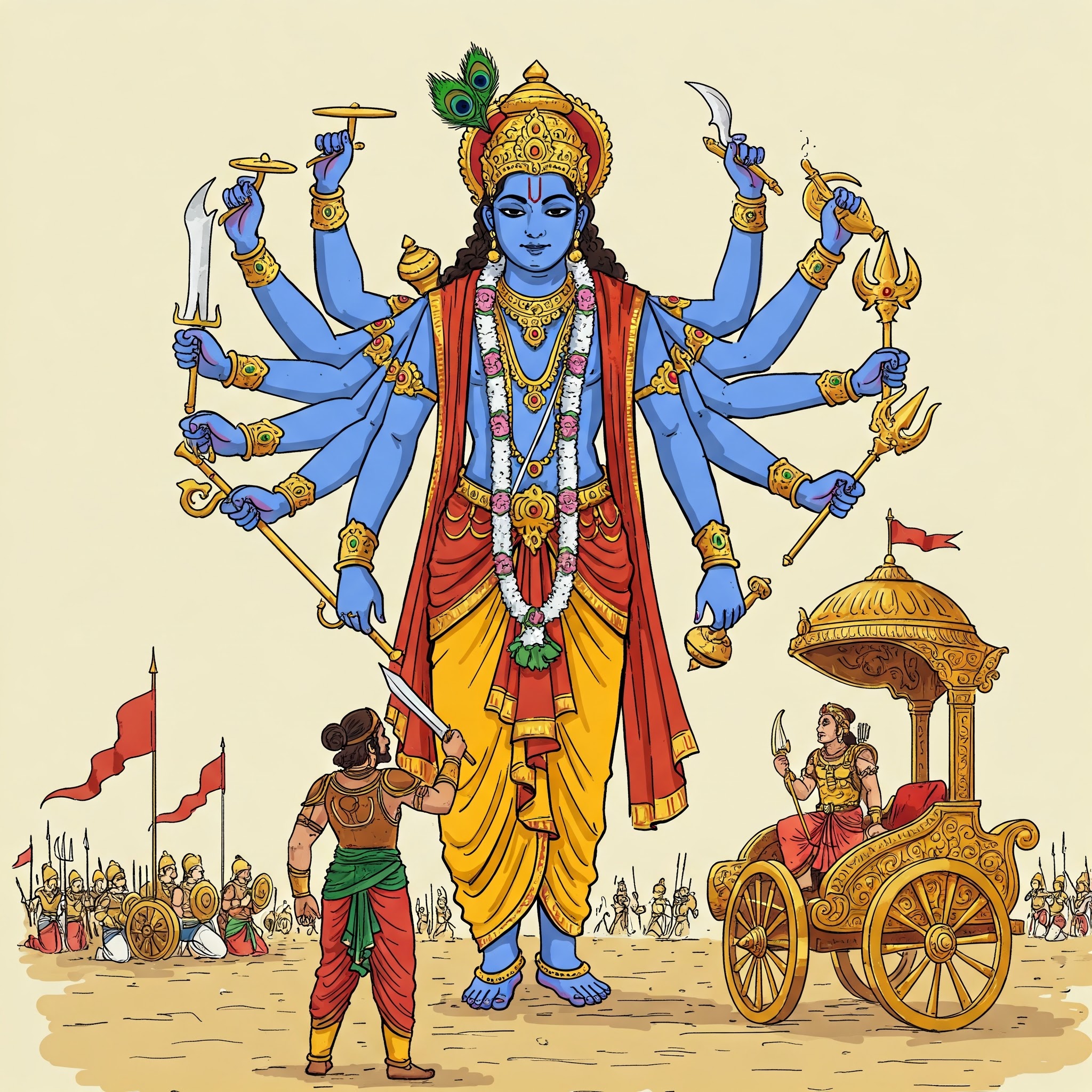Arjuna and Krishna: Bhagavad Gita