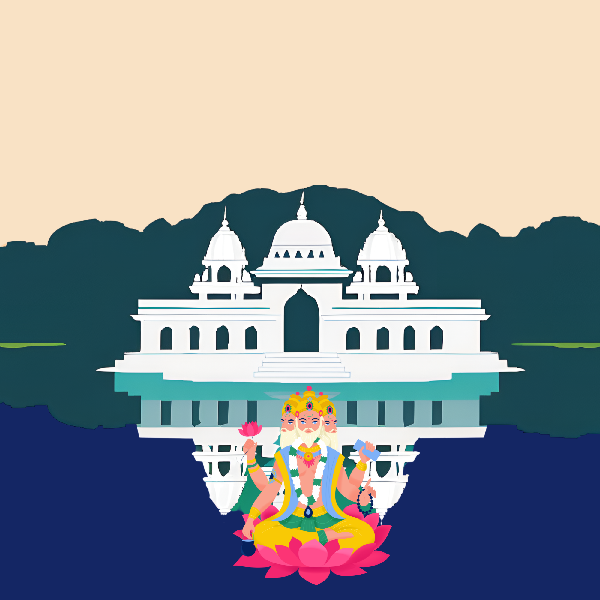 A depiction of Brahma in Pushkar