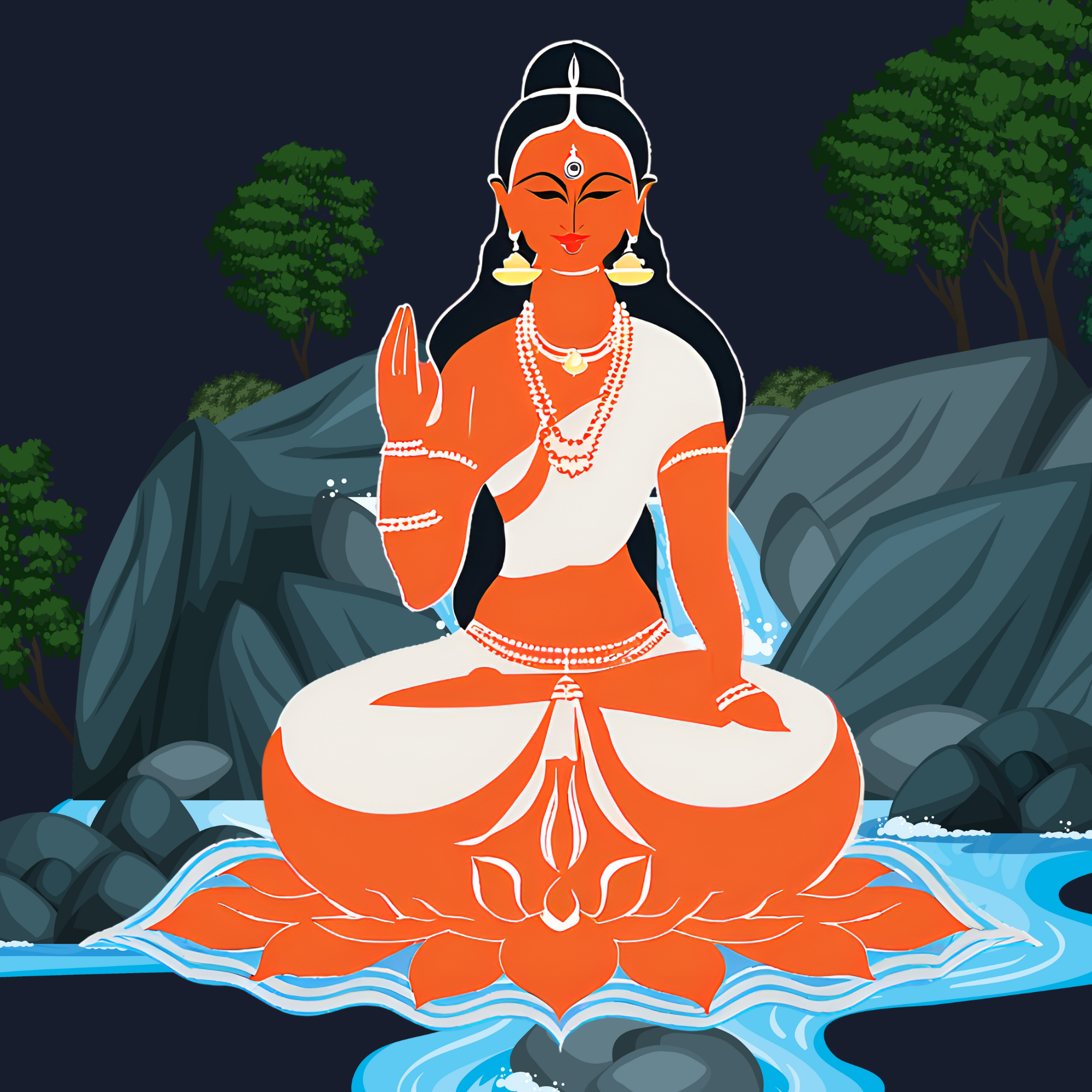 A depiction of Ganga Mata as the river