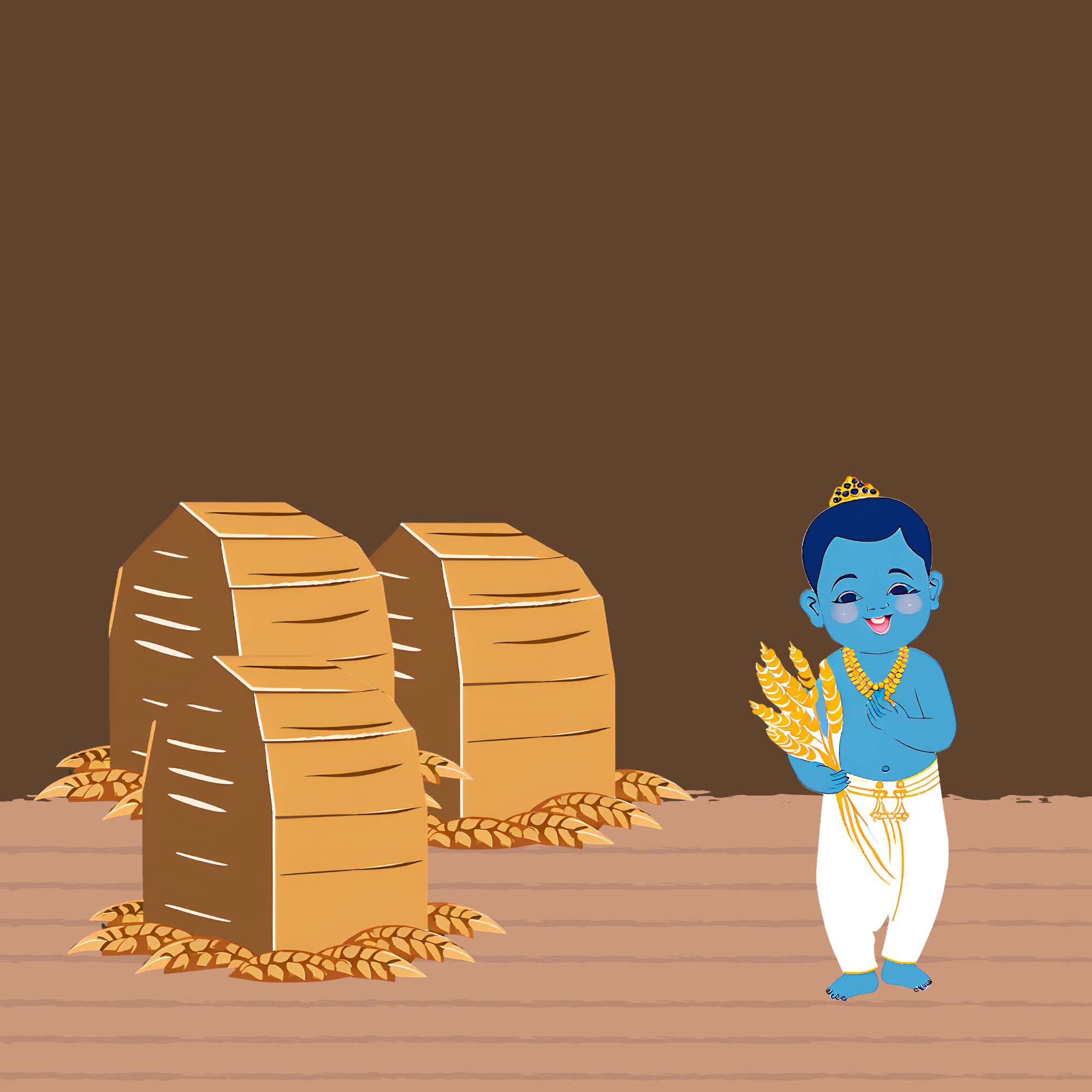 Krishna fetches wheat grains from his house