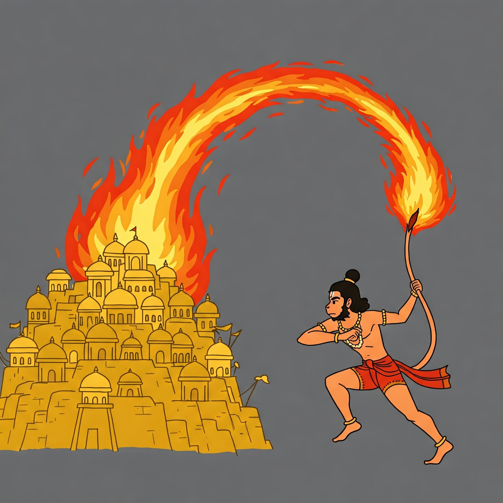 Hanuman’s Fiery Escape from Lanka