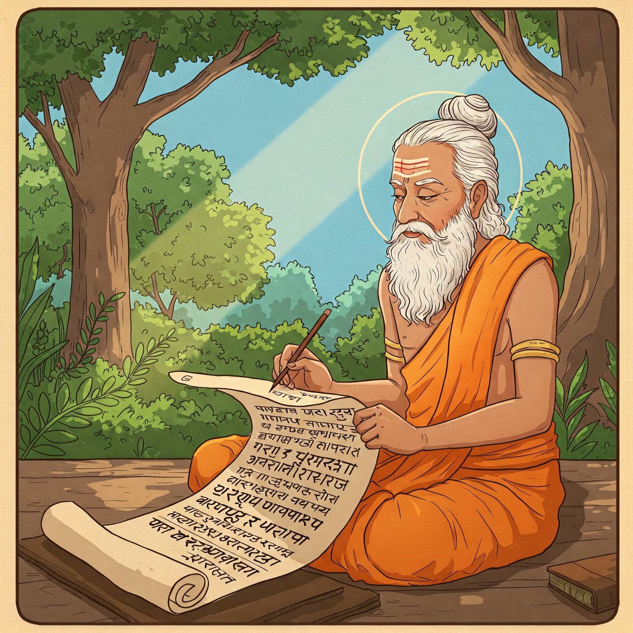 Sage Valmiki writing the Hindu epic - Ramayan